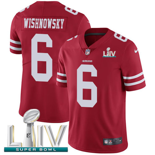 San Francisco 49ers Nike #6 Mitch Wishnowsky Red Super Bowl LIV 2020 Team Color Youth Stitched NFL Vapor Untouchable Limited Jersey